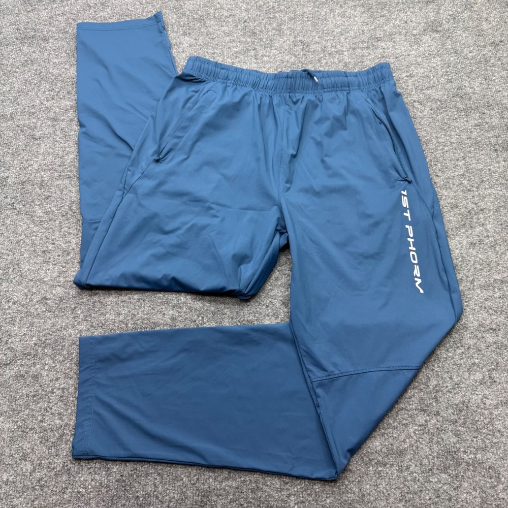 1st Phorm Mens Blue Active Track Pants Tapered Zip Ankle Joggers Size Medium